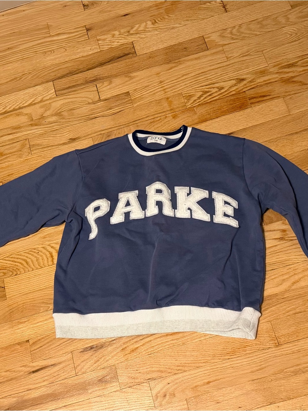 Parke Blue Crew Sweatshirt with White Logo - Picture 2 of 3
